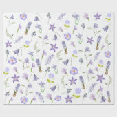ヴィンテージパープルフラワーフローラグリーン葉ズボホ ラッピングペーパー (フラット)