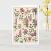 ヴィンテージパープルフラワー カード (黄色い花)