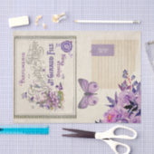 ヴィンテージパープルフローラと蝶のデコパージュ 薄葉紙 (クラフト)