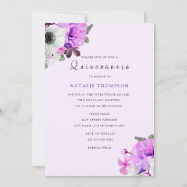 ヴィンテージパープルフローラキンセアニェラ招待状 招待状