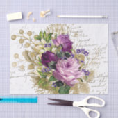 ヴィンテージパープルフローラコラージュ 薄葉紙 (クラフト)