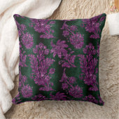 ヴィンテージパープルフローラダマスクエメラルドグリーンパターン クッション (ブランケット)
