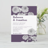 ヴィンテージパープルフローラダリア結婚式招待状 招待状 (スタンド正面)