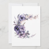 ヴィンテージパープルフローラハーフサークルリース誕生日 招待状 (裏面)