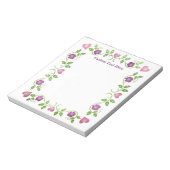 ヴィンテージパープルフローラピンクハートグリーンつる植物 ノートパッド (回転)