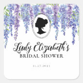 ヴィンテージパープルフローラリージェンシーエラブライダルシャワー スクエアシール (正面)