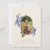 ヴィンテージパープルフローラ写真葬儀プログラム 招待状 (正面)