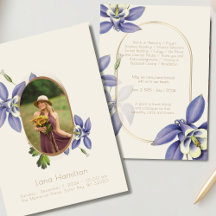 ヴィンテージパープルフローラ写真葬儀プログラム