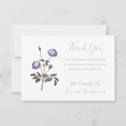 ヴィンテージパープルフローラ悔やみや弔慰サンキューカード ノートカード (正面)