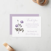 ヴィンテージパープルフローラ悔やみや弔慰サンキューカード ノートカード (正面/裏面インサイチュ)