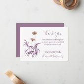 ヴィンテージパープルフローラ悔やみや弔慰サンキューカード ノートカード (正面/裏面インサイチュ)