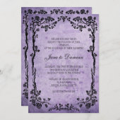ヴィンテージパープルフローラ結婚式招待状 招待状 (正面/裏面)