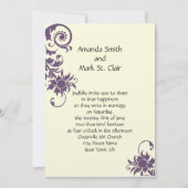 ヴィンテージパープルフローラ要素結婚式招待状 招待状 (正面)