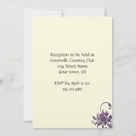 ヴィンテージパープルフローラ要素結婚式招待状 招待状 (裏面)