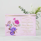 ヴィンテージパープルフローラ50th誕生日パーティー 招待状 (スタンド正面)