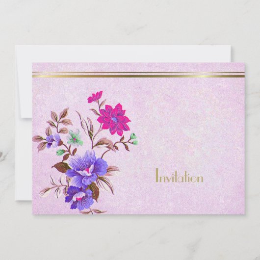 ヴィンテージパープルフローラ50th誕生日パーティー 招待状 (裏面)