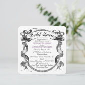 ヴィンテージパープルフローリッシュスクリプトブライダルシャワー 招待状 (スタンド正面)