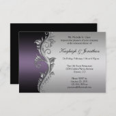 ヴィンテージパープルブラックシルバーリハーサルディナー 招待状 (正面/裏面)