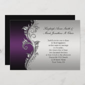 ヴィンテージパープルブラック&シルバー結婚式招待状 招待状 (正面/裏面)