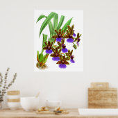 ヴィンテージパープルブルゴーニュ蘭の花 ポスター (キッチン)