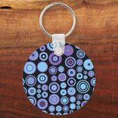 ヴィンテージパープルブルーとブラック50年代抽象芸術アート キーホルダー (正面)