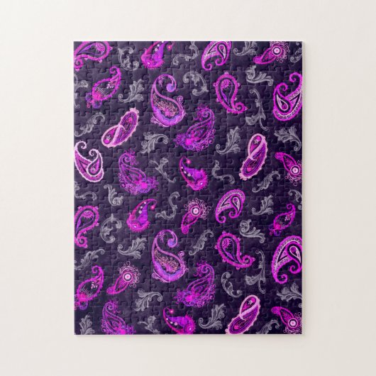 ヴィンテージパープルペイズリー ジグソーパズル (縦)