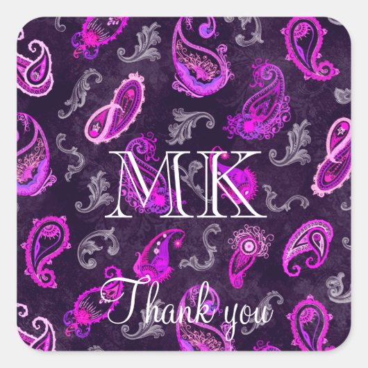 ヴィンテージパープルペイズリー スクエアシール (正面)