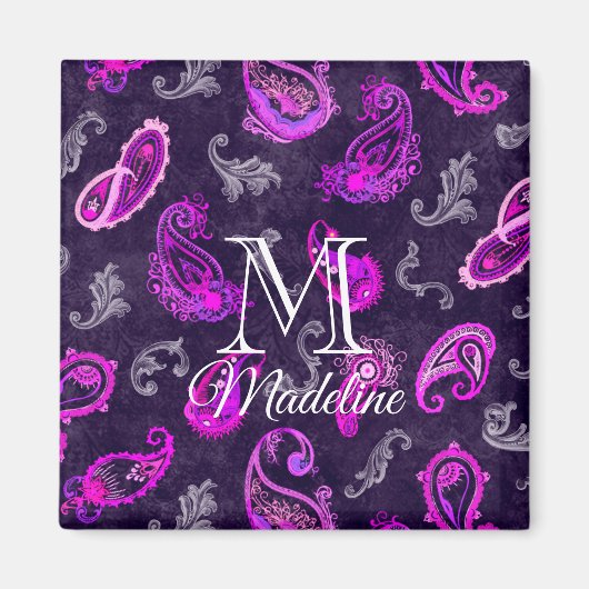 ヴィンテージパープルペイズリー マグネット (正面)