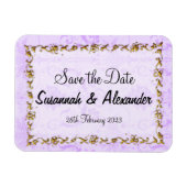 ヴィンテージパープルボホダマスク日付を保存 マグネット (横)