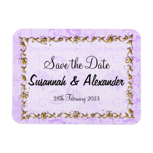 ヴィンテージパープルボホダマスク日付を保存 マグネット (横)