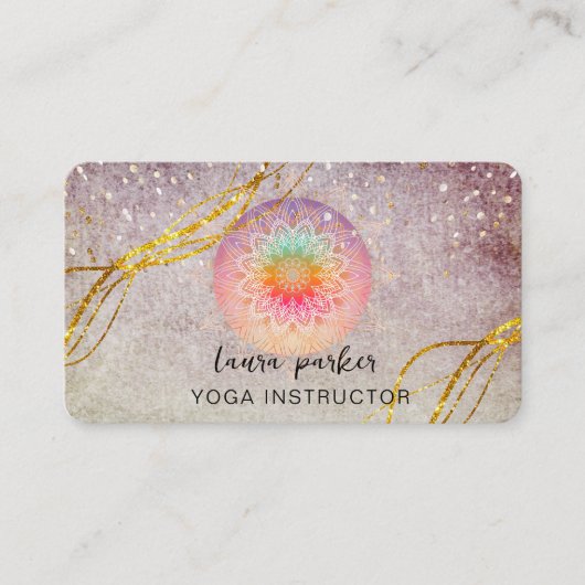 ヴィンテージパープルマンダラ金ゴールド瞑想ホリスティック 名刺 (正面)