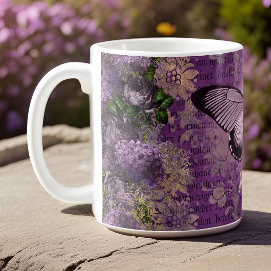 ヴィンテージパープルモスとフローラエフェラカスタム コーヒーマグカップ