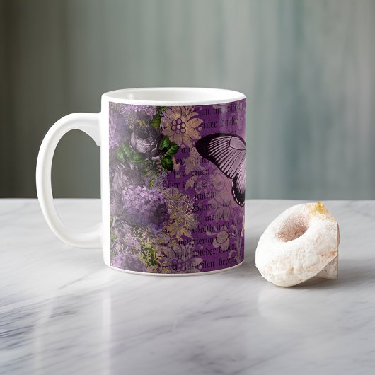 ヴィンテージパープルモスとフローラエフェラカスタム コーヒーマグカップ