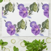 ヴィンテージパープルモーニンググローリー キッチンタオル (折り畳み)