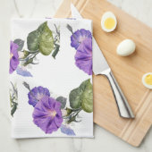 ヴィンテージパープルモーニンググローリー キッチンタオル (四つ折り)