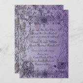 ヴィンテージパープルユニコーン結婚式招待状 招待状 (正面/裏面)