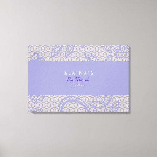 ヴィンテージパープルレースバルミツワーサインインボード キャンバスプリント (正面)