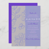 ヴィンテージパープルレースバーバルミツワー招待状 招待状 (正面/裏面)