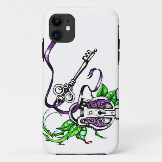 ヴィンテージパープルロックおよび鍵デザイン Case-Mate iPhoneケース (裏面)