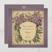 ヴィンテージパープルヴァイオレットフローラ結婚式招待状 招待状 (正面/裏面)