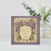 ヴィンテージパープルヴァイオレットフローラ結婚式招待状 招待状 (スタンド正面)