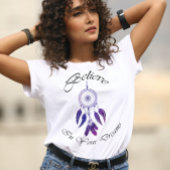 ヴィンテージパープル信じフェザーの夢 Tシャツ