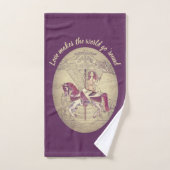 ヴィンテージパープル回転木馬メリーアンドゴーラウンド ハンドタオル (ハンドタオル)