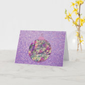 ヴィンテージパープル抽象芸術オーナメントクリスマスカード カード (黄色い花)