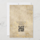 ヴィンテージパープル王室の、ブルーおよび金ゴールドフローラの結婚数 招待状 (裏面)