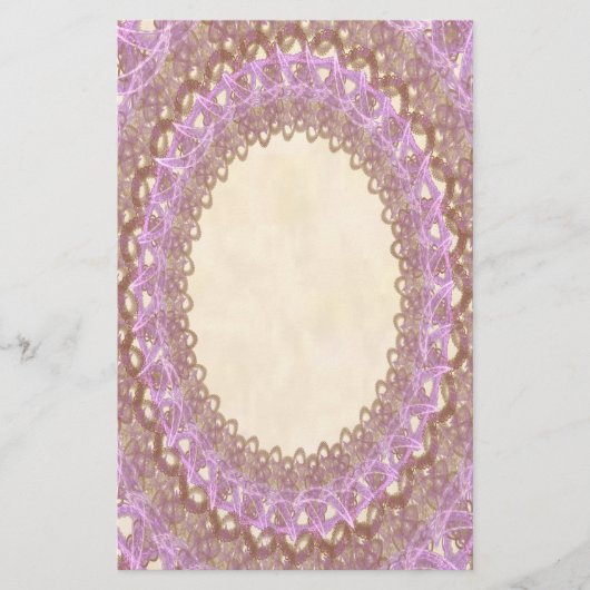 ヴィンテージパープル結婚のレース文房具ページ 便箋 (正面)