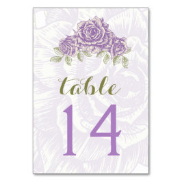 ヴィンテージパープル結婚バラのテーブル番号カード テーブルナンバー