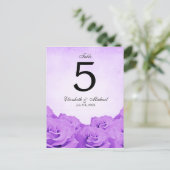ヴィンテージパープル結婚バラのテーブル番号 ポストカード (スタンド正面)