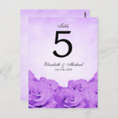 ヴィンテージパープル結婚バラのテーブル番号 ポストカード (正面/裏面)