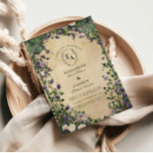 ヴィンテージパープル結婚フローラ 招待状